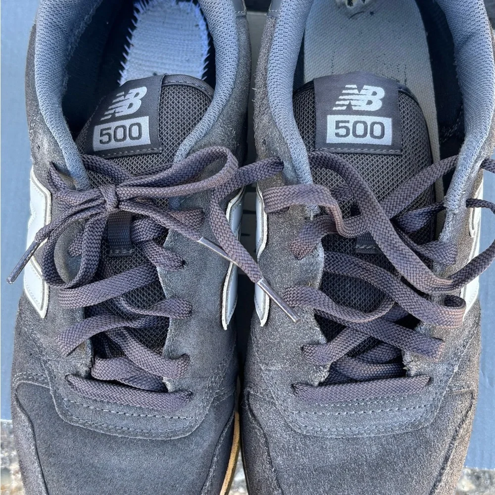 New Balance Men's Dark Gray Suede Sneakers with light gray 'N' Logo - Picture 7 of 8